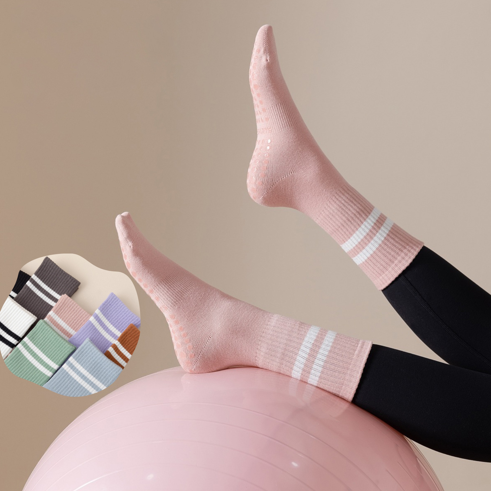 Pilates Yoga Hose - 3 Pairs Mid-tube Women Yoga Socks