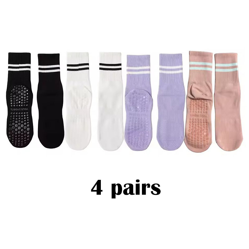 Pilates Yoga Hose - 4 Pairs of Mid Tube Double