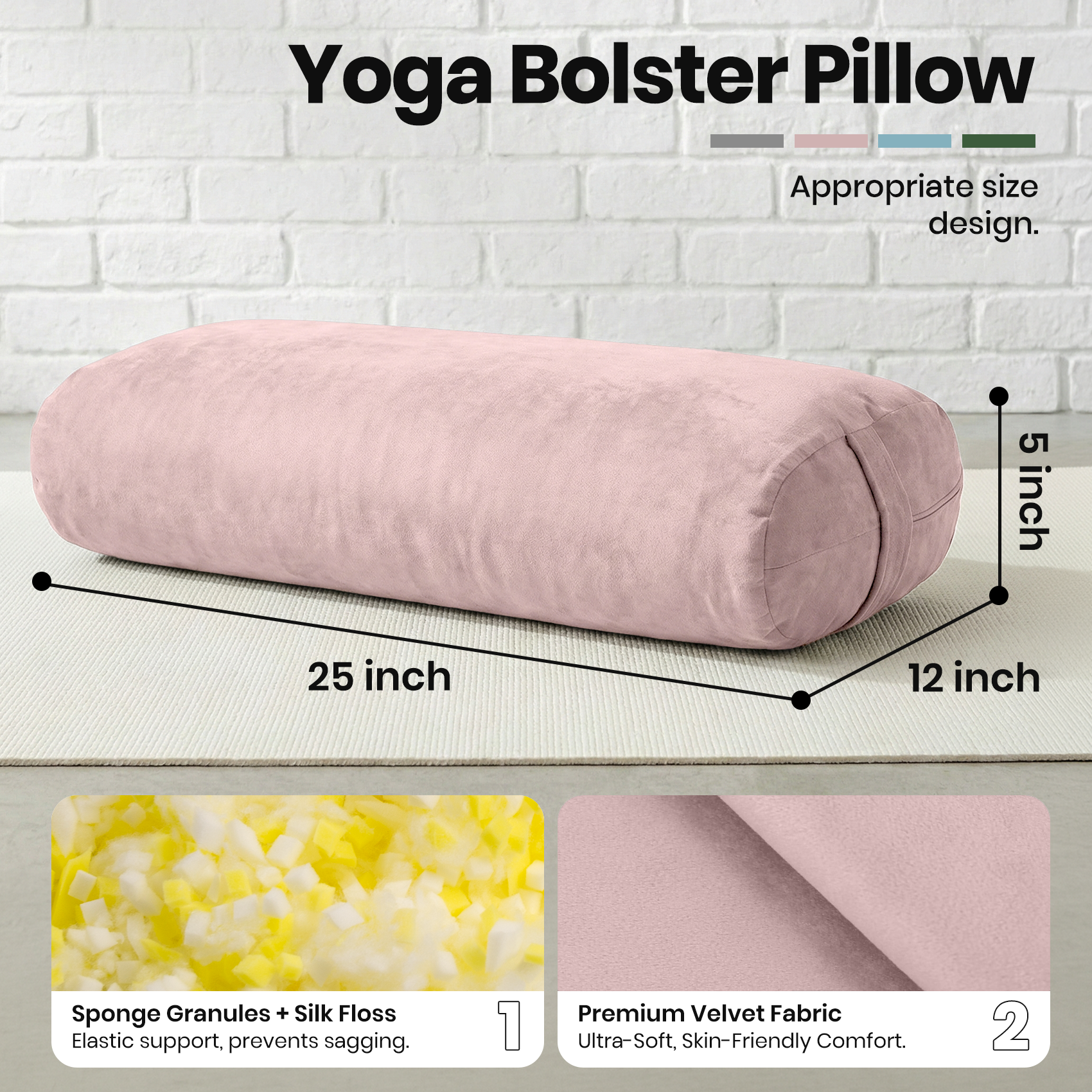 Yoga Bolster Pillow Pink Round - Pilates Yin Yoga recensie en prijs