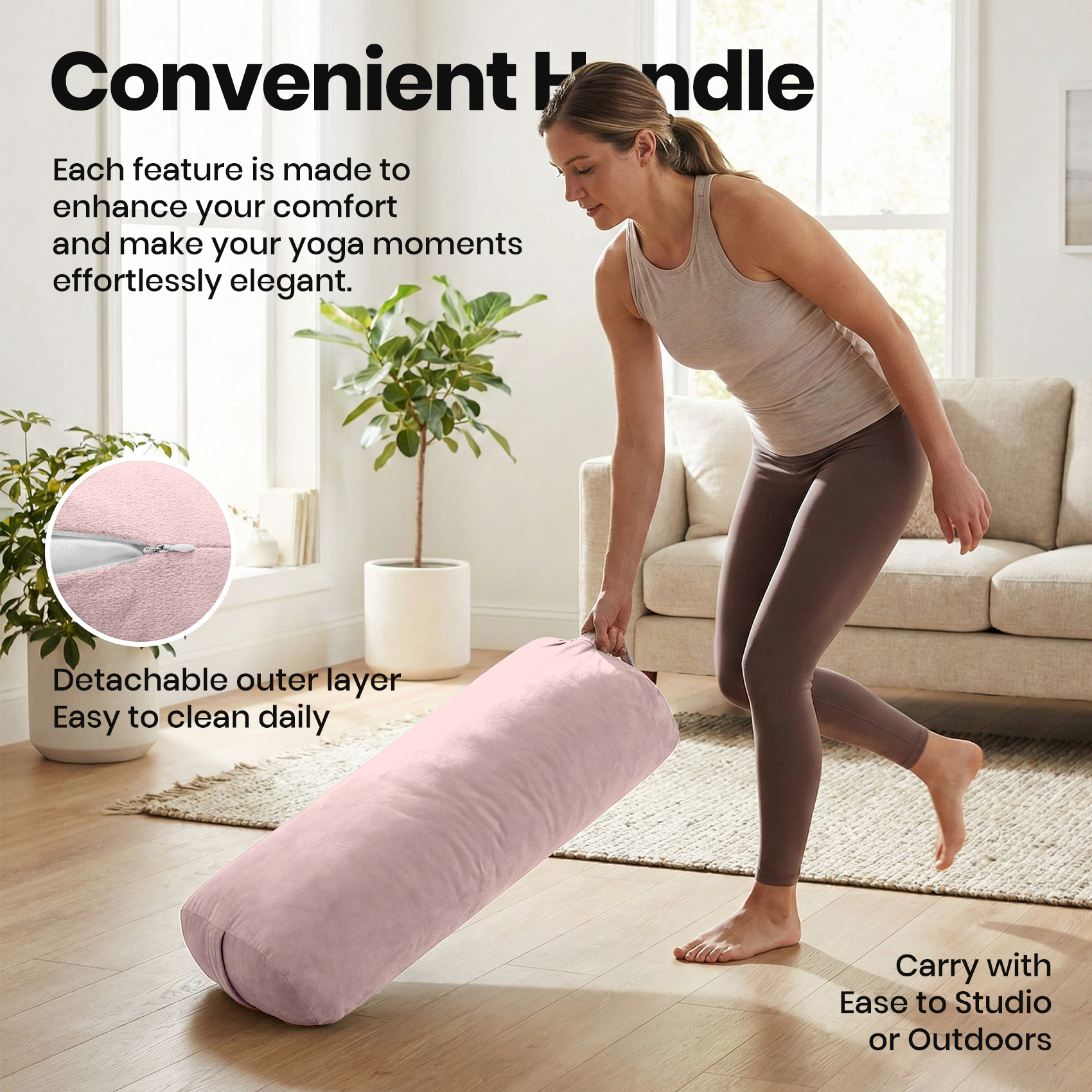 Yoga Bolster Pillow Pink Round - Pilates Yin Yoga recensie en prijs