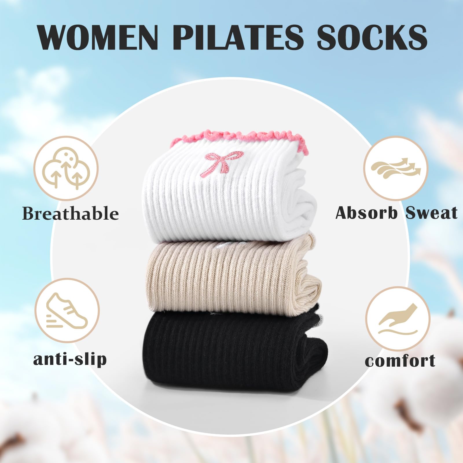 3 pairs Non-Slip Grip Pilates  - Pilates Yoga Hose recensie en prijs